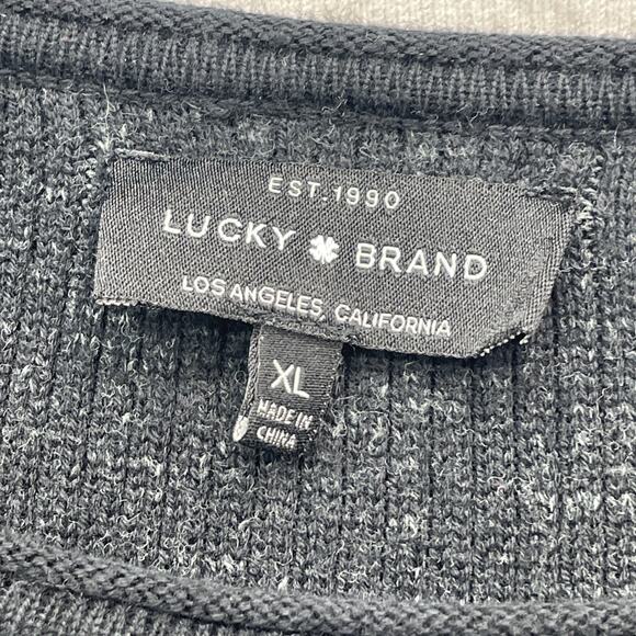 Lucky Brand Womens XL Dark Gray Tie Front Knot Ribbed Sweater Long Sleeve - Picture 6 of 9